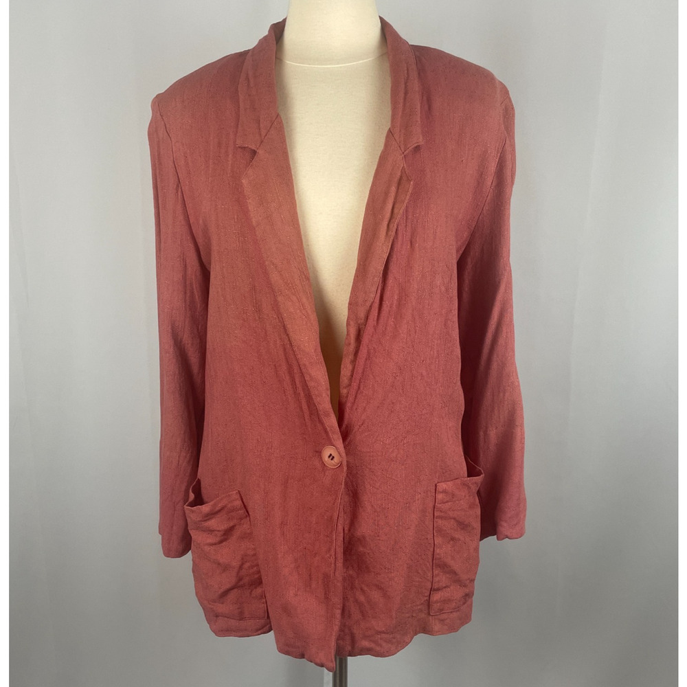 Vintage Blazer Jacket Large Rust Red Lightweight Single Button Academia Spring